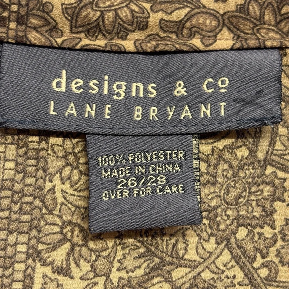 VTG Lane Bryant Designs & Co Button Down Shirt Brown 26 / 28 Floral Flowy Tunic - Picture 3 of 7